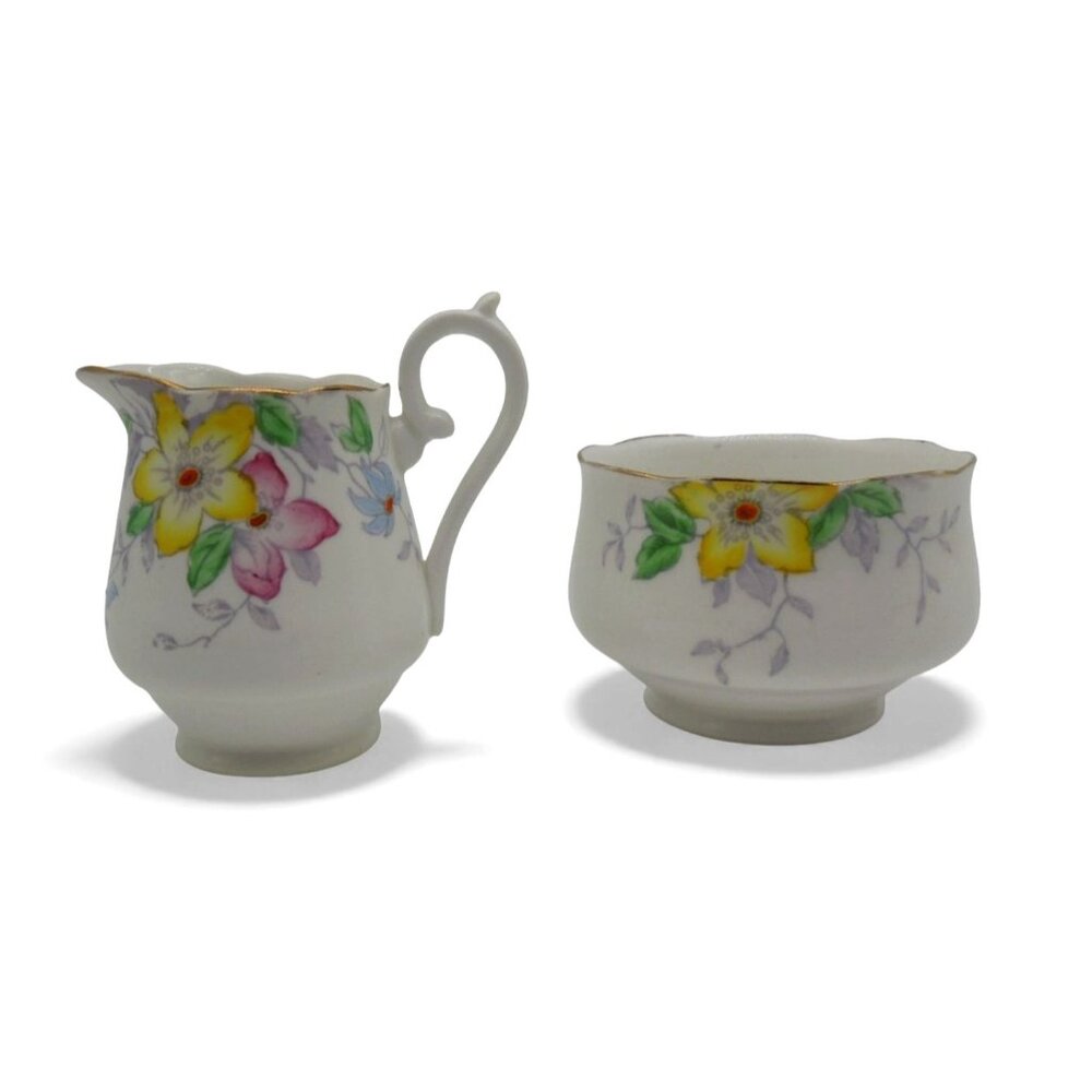 ROYAL YORK Creamer And Sugar Set Floral Vintage
